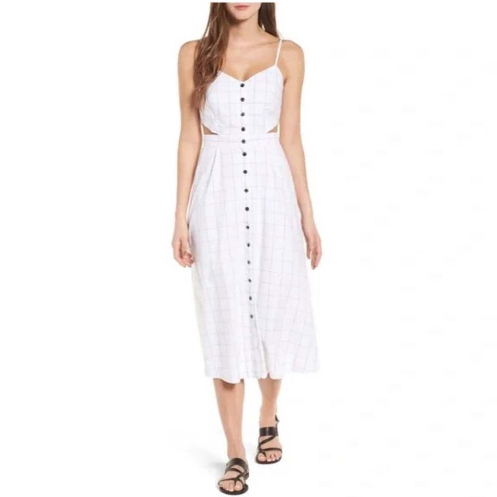 Madewell Windowpane Side Cut Out Midi Dress Size 6